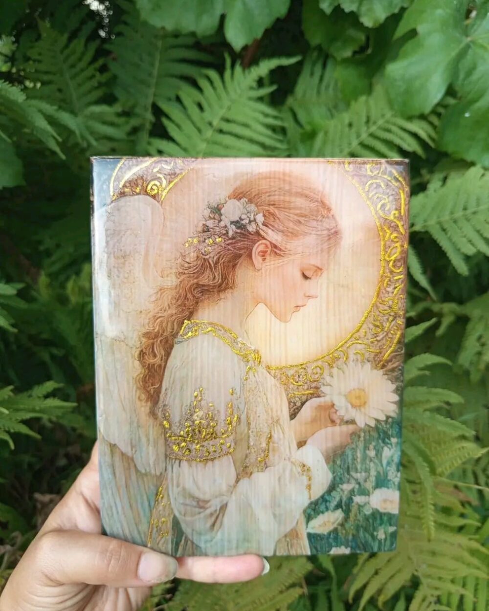 Obraz dekoracyjny „Dziewczyna z margaretką” w stylu vintage
